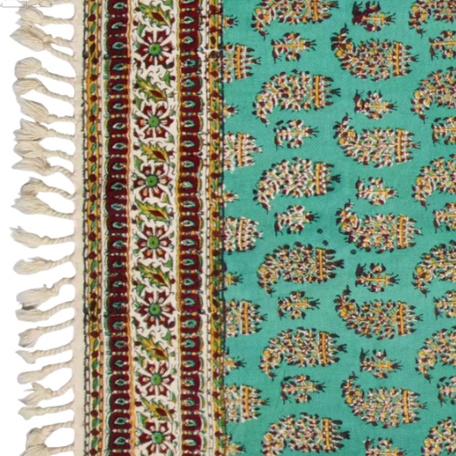 Emerald Avenue Runner, Block-Printed Cotton Tablecloth