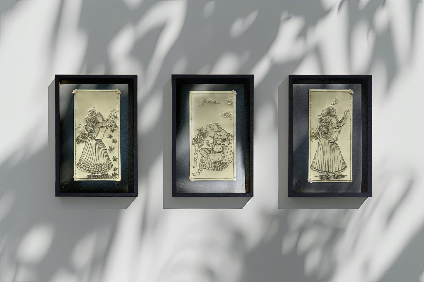 Roya Hand-Etched Brass Tableau (Leather Frame)