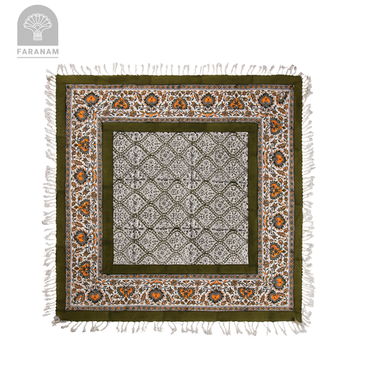 Earthloom Block-Printed Cotton Tablecloth