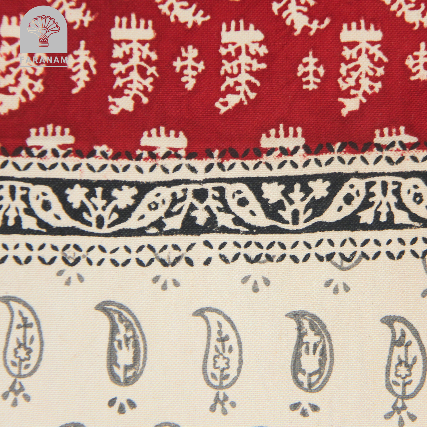 Dual Harmony Runner, Block-Printed Cotton Tablecloth