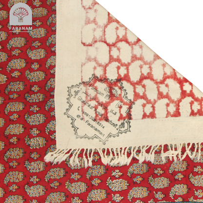 Red Ruby Runner - Block-Printed Cotton Tablecloth