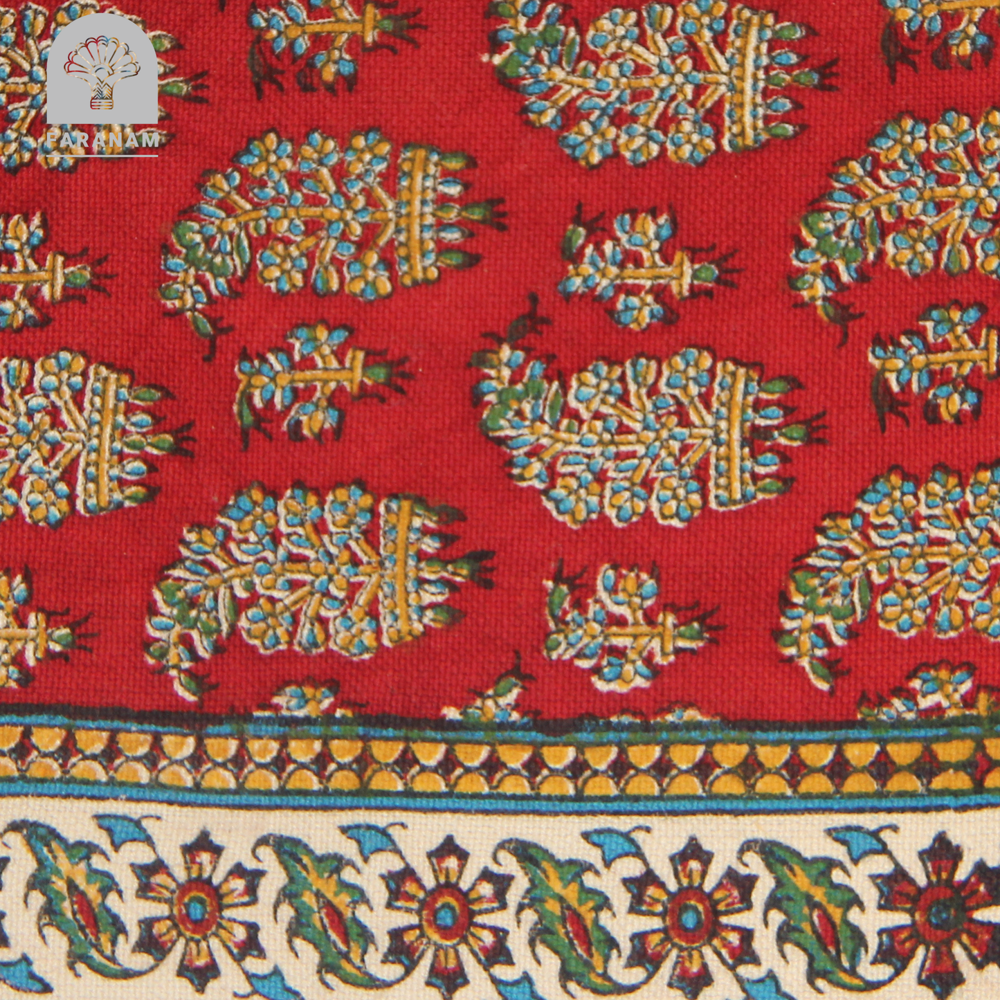 Red Ruby Runner - Block-Printed Cotton Tablecloth