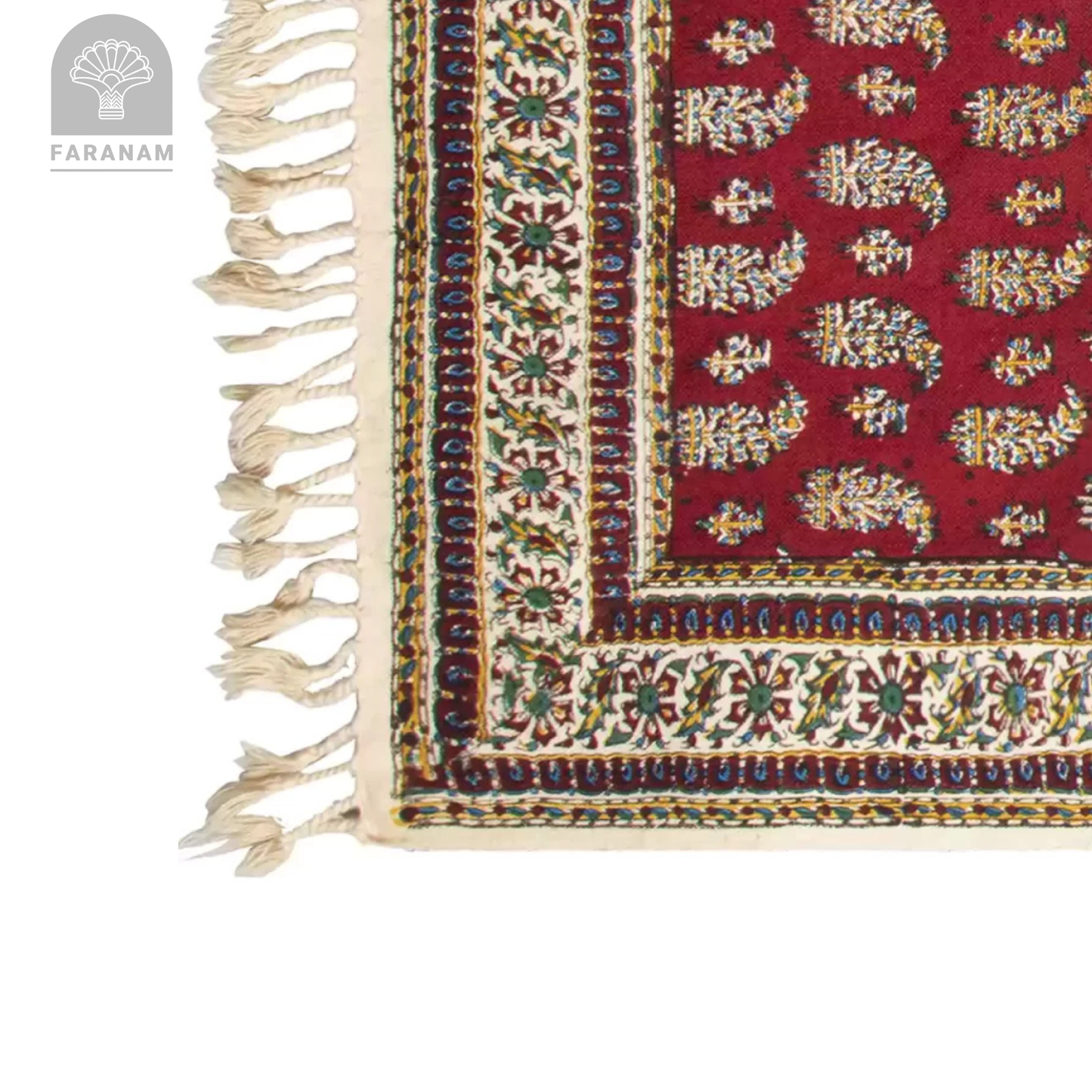 Red Ruby Runner - Block-Printed Cotton Tablecloth