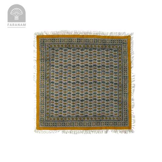 Saffron Leaf Square Hand-printed tablecloth