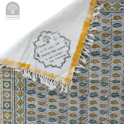 Saffron Leaf Square Hand-printed tablecloth