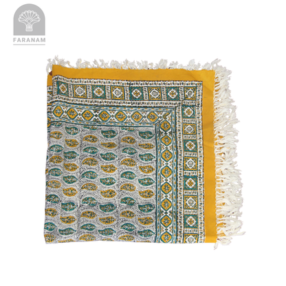 Saffron Leaf Square Hand-printed tablecloth