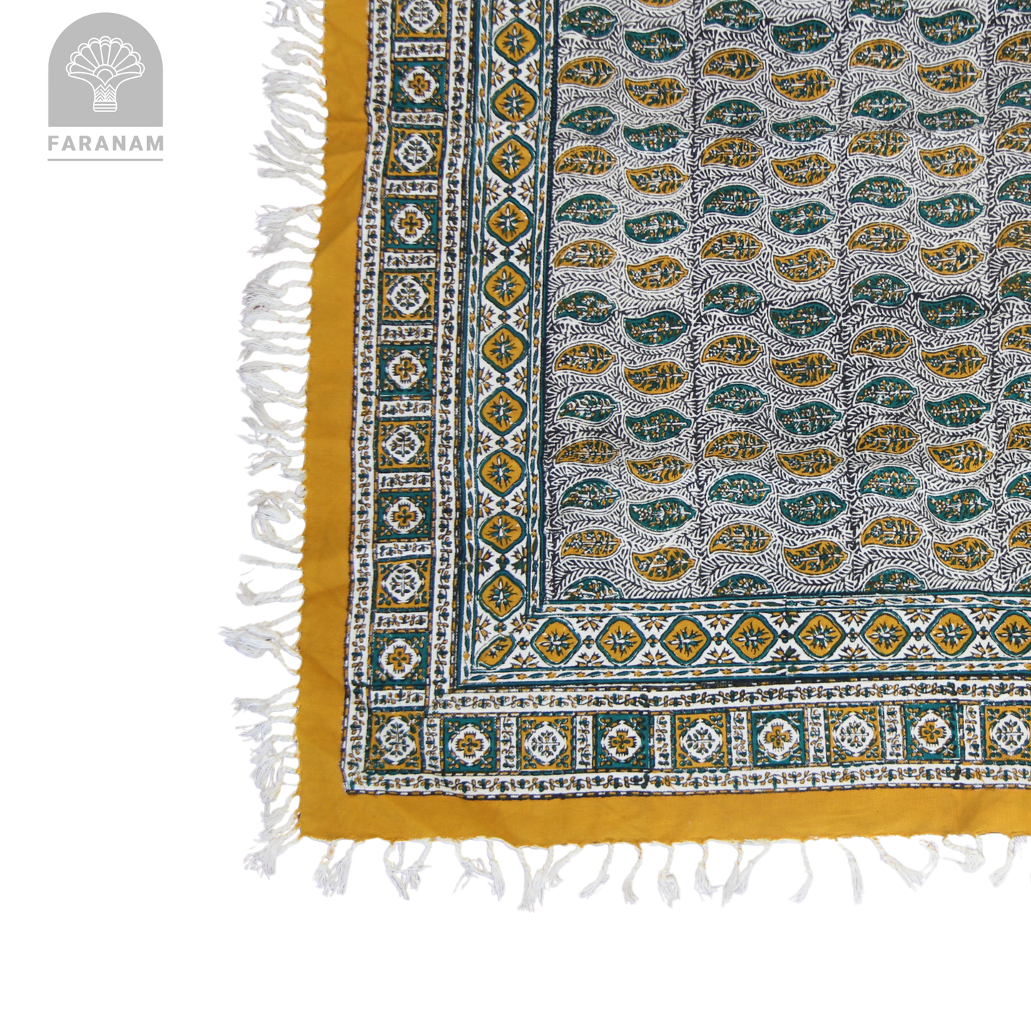 Saffron Leaf Square Hand-printed tablecloth