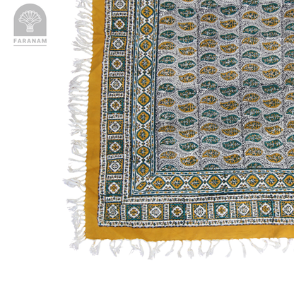 Saffron Leaf Square Hand-printed tablecloth